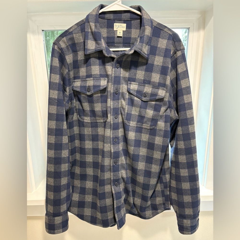 J. Crew Seaboard Navy and Gray Plaid Shirt